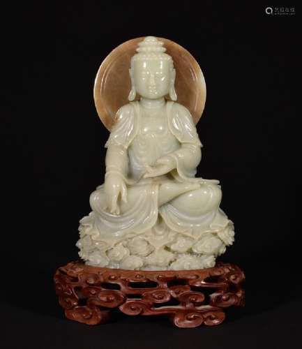 A CARVED JADE GUANYIN , Qing Dynasty