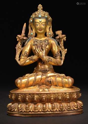 A GILT-BRONZE FIGURE OF BUDDHA , 16th Century