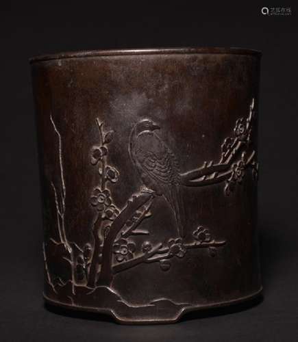 A CARVED ZIATN BRUSHPOT.BITONG , Qing Dynasty