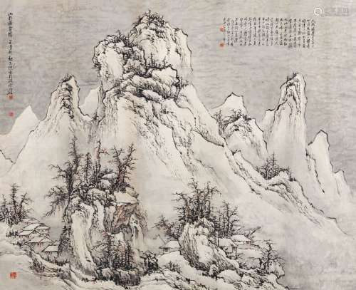 郑乃珖 1985年作 雪景山水 镜心 设色纸本
