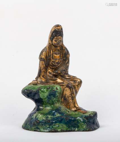 CHINESE LACQUER BRONZE FIGURE OF GUANYIN