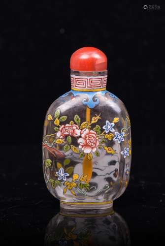 CHINESE ENAMEL ON GLASS SNUFF BOTTLE