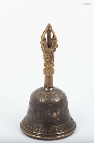 CHINESE QING DYNASTY TIBETAN BRONZE VAJRA BELL