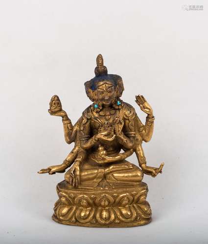 CHINESE GILT BRONZE FIGURE OF NAMGYALMA