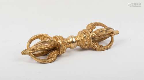 CHINESE TIBETAN GILT BRONZE VAJRA