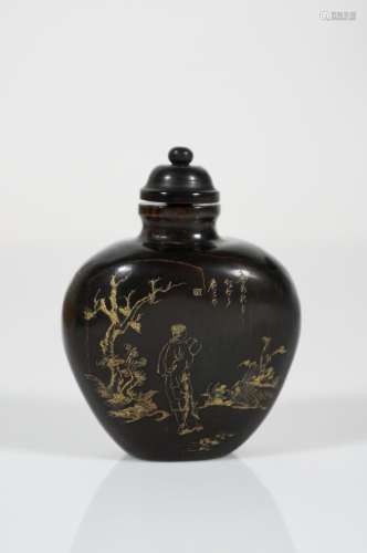 chinese ox horn snuff bottle