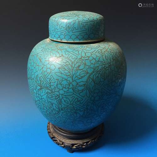 CHINESE ANTIQUE CLOISONNE ENAMEL JAR