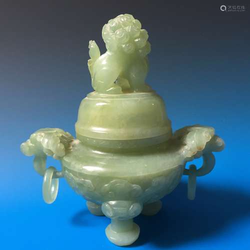 CHINESE OLD JADE TRIPOD CENSER