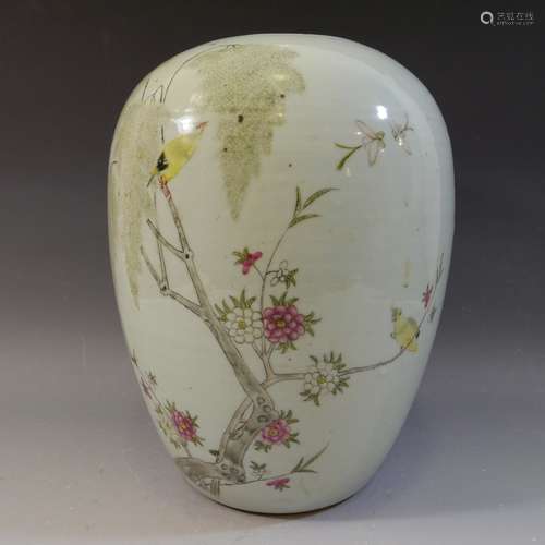 ANTIQUE CHINESE FAMILLE ROSE PORCELAIN JAR - REPUBLIC PERIOD