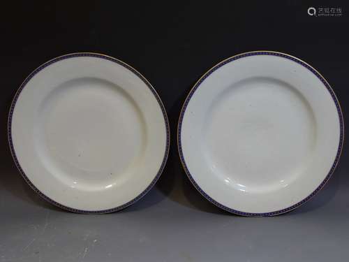 PAIR ANTIQUE CHINESE FEDERAL PATTERN PORCELAIN PLATE 18TH CENTURY