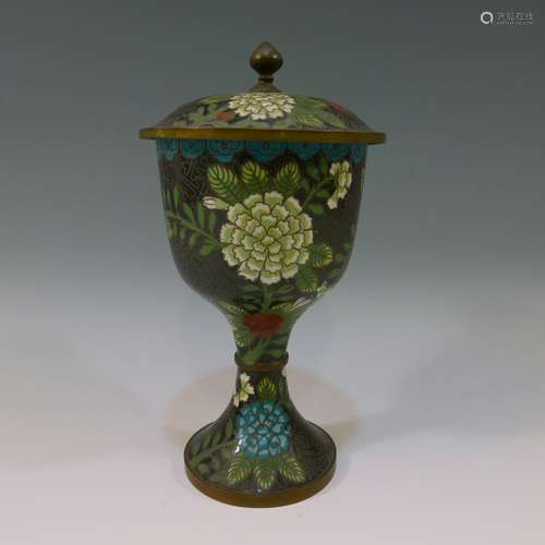 CHINESE ANTIQUE CLOISONNE COVER CUP - 19/20 CENTURY