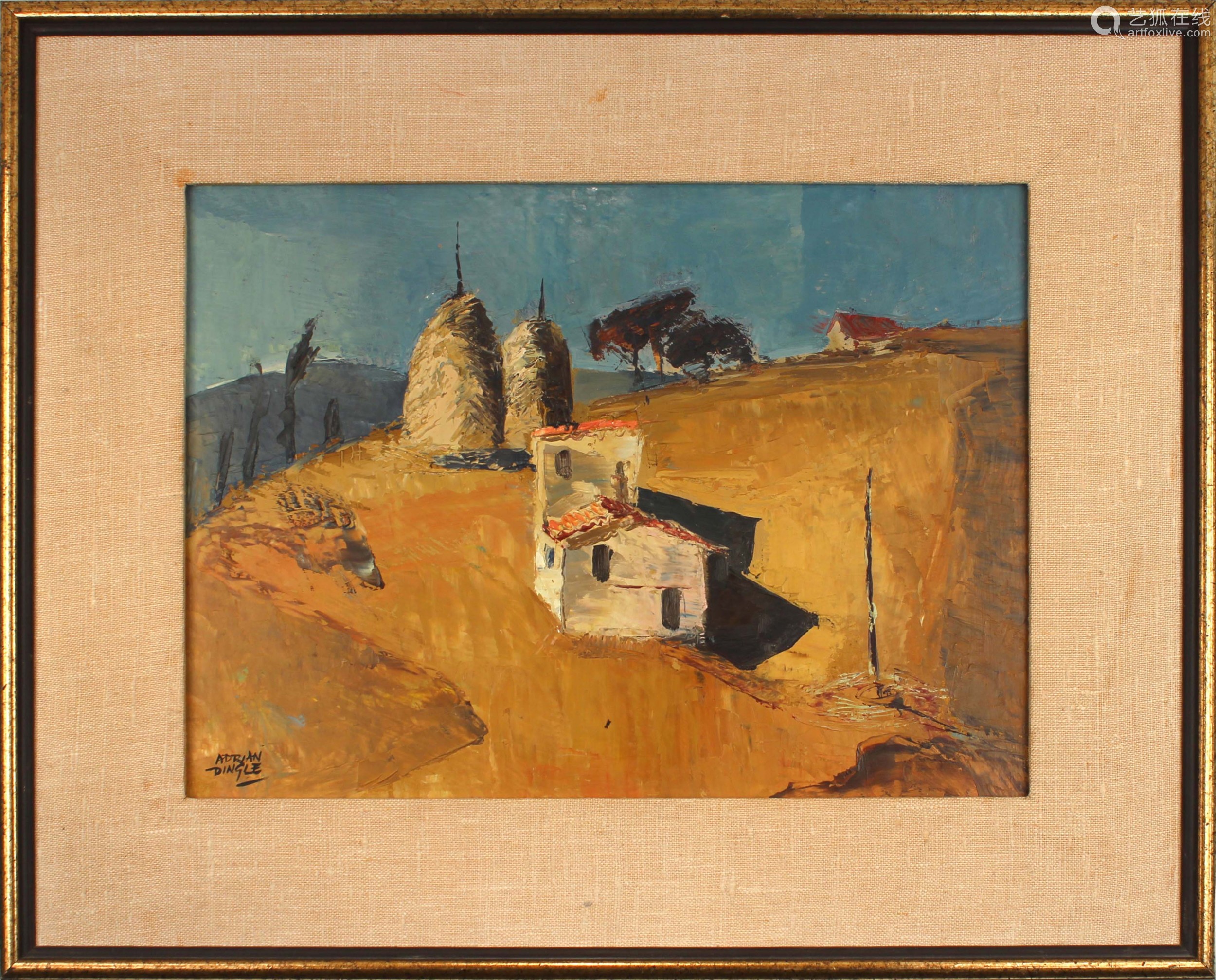 aprian dingle(1911—1974 板面油画农场小屋