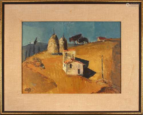 Aprian Dingle (1911—1974) 板面油画农场小屋