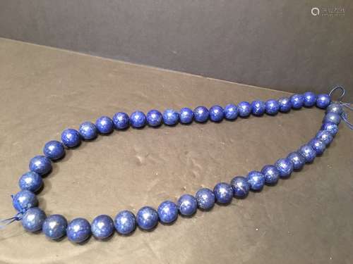 OLD Chinese Long and large Lapis Beads Necklace, 32