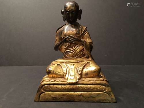 ANTIQUE Chinese Ming Gilt Bronze Buddha