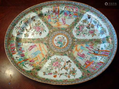 ANTIQUE Chinese Rose Medallion Platter, 18 1/2