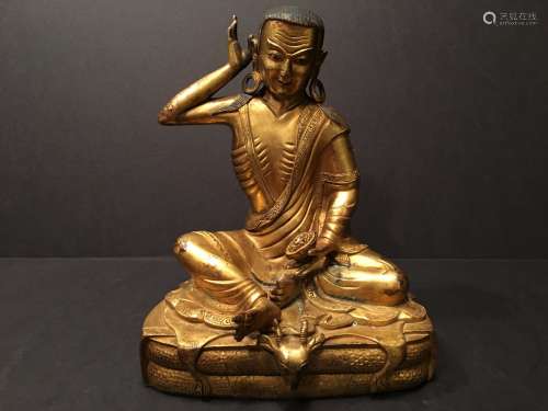 ANTIQUE Chinese Ming Gilt Bronze Buddha 8