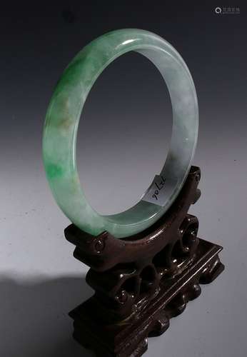 OLD Chinese Large Green Jade (Feicui) Grade A Banggle, 3 1/2