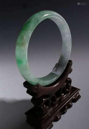 OLD Chinese Large Green Jade (Feicui) Grade A Banggle, 3 1/2