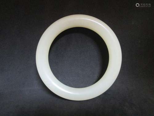 OLD Chinese White Jade Bangle,  8 cm x 5.7 cm