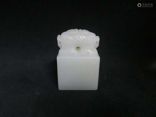 OLD Chinese White Jade Stamp, 5 cm x 3.4 cm x 2.1 cm