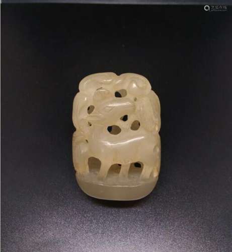 OLD White Jade Cap Finial, 5.6x3.4x2.5cm