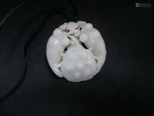 OLD Chinese White Jade PENDANT with Fish,  5.5 cm x 1.9 cm