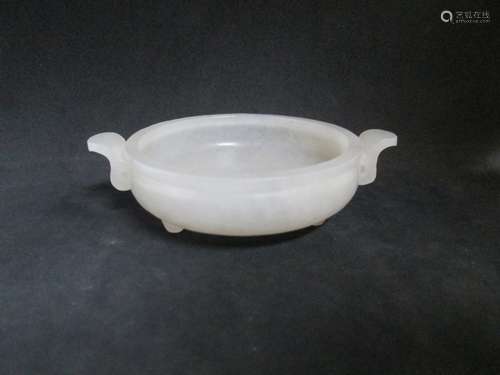 OLD Chinese White Jade PenBrush Washer,  8.1 cm x 2 cm x 6 cm