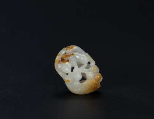 Qing - A Russet White Jade Carved Fox Toggle