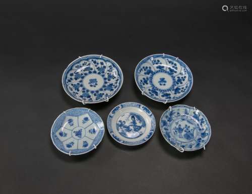 Qing-A Group Of Five Blue And White Dish