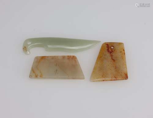 Antique - A Group Of Three White Jade