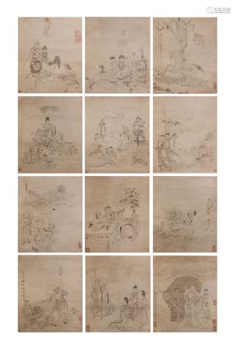 Ding Guanpeng (Qianlong) - Ink On Paper, 12 Page Album,