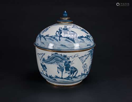 Early 20th Century - Blue And White Jar With Cover