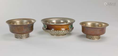 Republic-A Group Of Three Sliver Buddhism Cups (3 Piece)
