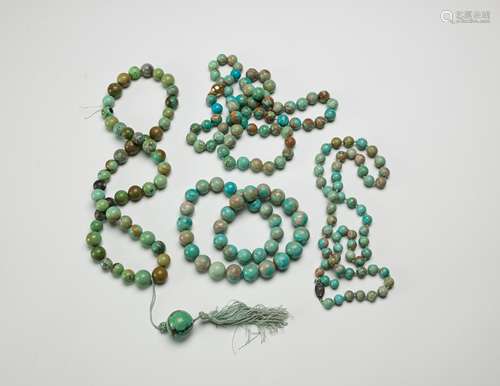 Qing - A Group Of Four Turquoise Necklaces<br>Brads(4 Necklaces)