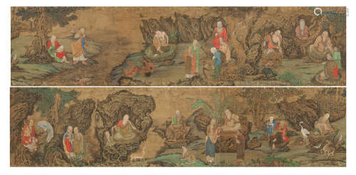 Anonymous- A Lohan Hand-scroll - Ink And Color On Silk,