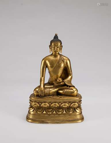 Mongolia A Gilt-Bronze Figure Of Sakyamuni