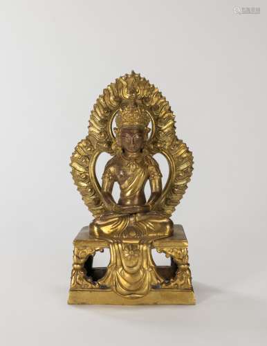 Qianlong And Of Period-A Gilt-Bronze Figure Of Amitayus