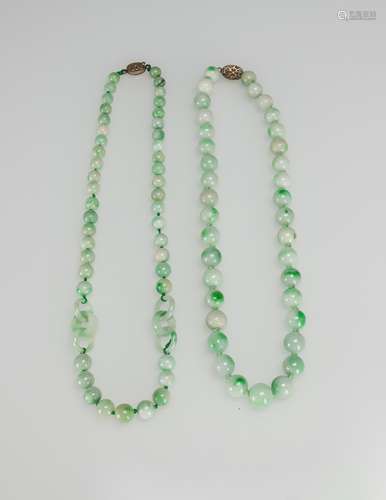 Republic - Two Jadeite Necklaces -(Guarantee Grade A Natural Jadeite Or Money Back Within 30 Days.)