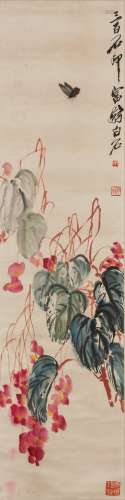 Qi Baishi ((1864-1957) - Ink And Color On Paper, Hanging Scroll.