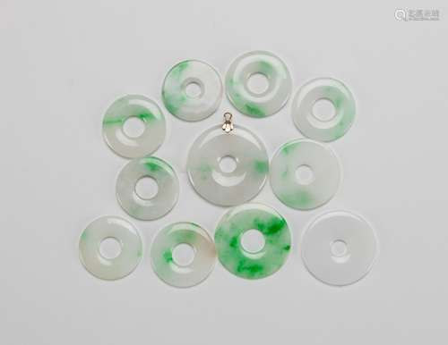 Republic-A Group Of 11 Jadeite Circular Pendants