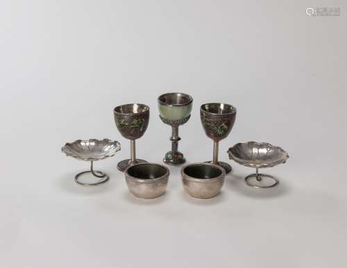 Late Qing/Republic-A Group Of Seven Sliver Wine Cups