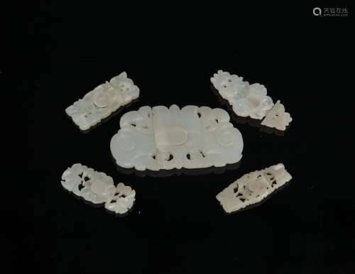 Late Qing/Republic-A Group Of Five White Jade