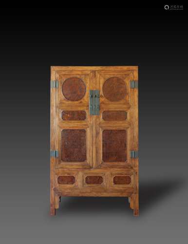 17th Century - A Huanghuali Insert Burl Wood Cabinet