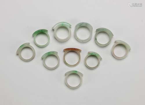 Late Qing/Republic - A Group Of Ten Jadeite Rings