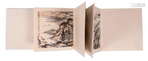 Lu Yanshao, an album with nine landscapes and one calligraphic text, 32,2 x 33 (painting) - 37,6 x 38,6 cm (album)