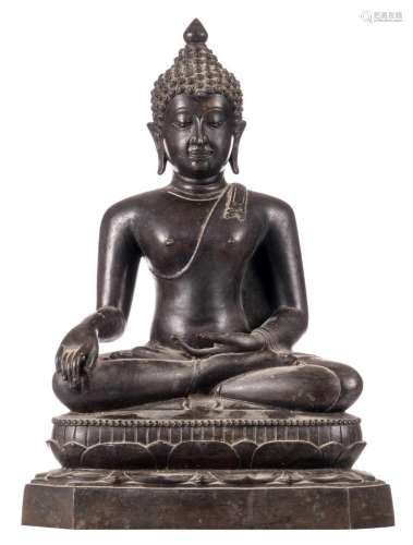 A Chinese seated bronze Buddha, early 19thC, H 75 cm