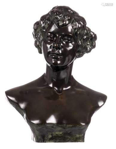 Auvray Ch., a buste of a lady, bronze, H 53 cm