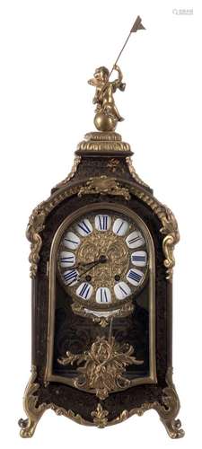 A French LXIV style cartel clock decorated with Boulle marquetry and bronze mounts, marked 'Balthazard à Paris', late 19thC, H 59,5 - W 23 - D 16,5 cm