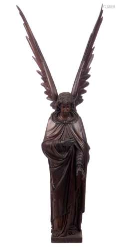 A 19thC oak statue of an angel, H 200 cm